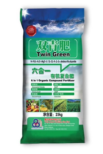 Twin Green – 6 in 1 Organic Compound Fertilizer (25Kg)